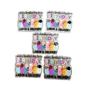 10 pc glitter Labor and Delivery RN Nurse acrylic flat back charm for badge reel